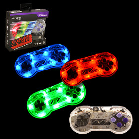 Super Nintendo Style USB Controller for PC & MAC - PC USB Wired SNES Controller - Blue/Red/Green LED
