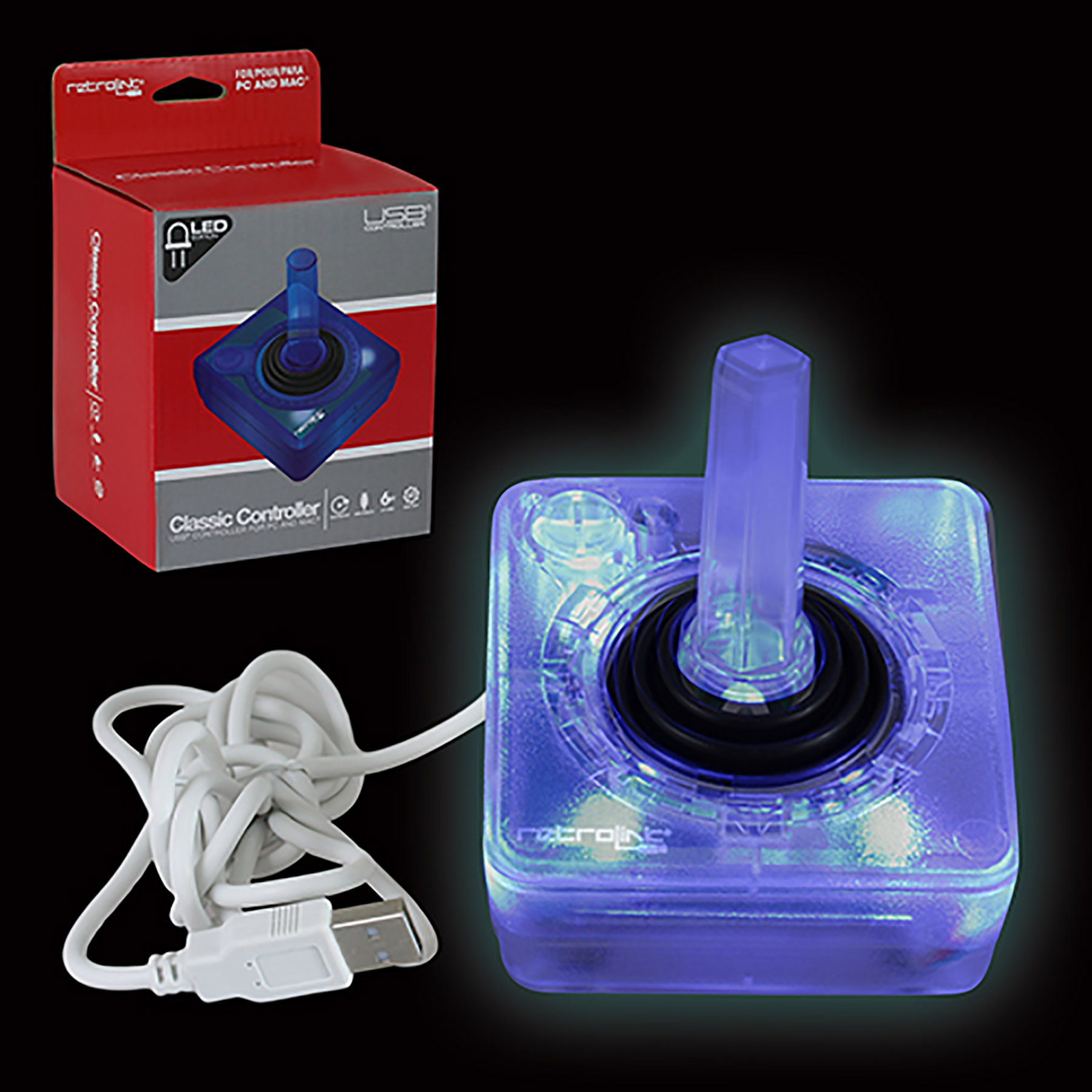 Classic Atari Style USB Controller for PC & Mac - Atari PC USB Controller - Blue LED