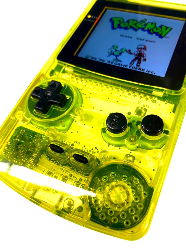 Neon Lime Gameboy Color w/XL 2.6 Inch Backlight Screen Bundle - Neon Lime Gameboy Color w/XL 2.6 Inch Backlight Screen Bundle for GameBoy Color