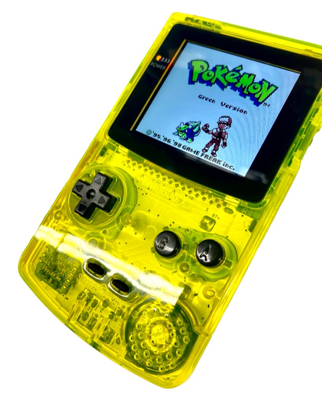 Neon Lime Gameboy Color w/XL 2.6 Inch Backlight Screen Bundle - Neon Lime Gameboy Color w/XL 2.6 Inch Backlight Screen Bundle for GameBoy Color