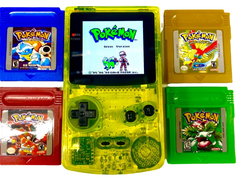 Neon Lime Gameboy Color w/XL 2.6 Inch Backlight Screen Bundle - Neon Lime Gameboy Color w/XL 2.6 Inch Backlight Screen Bundle for GameBoy Color